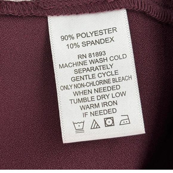 Denim & Co Blouse Top Size 2X Raisin Red Button Up Shirt Roll Tab Sleeve Stretch - Picture 9 of 9